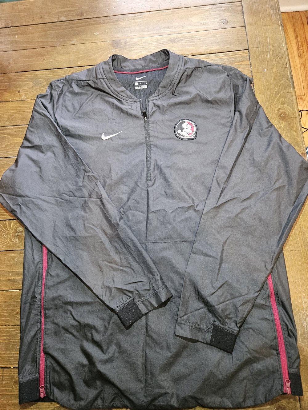 Nike Black FSU Seminoles Pullover Windbreaker Jacket with Garnet Accents